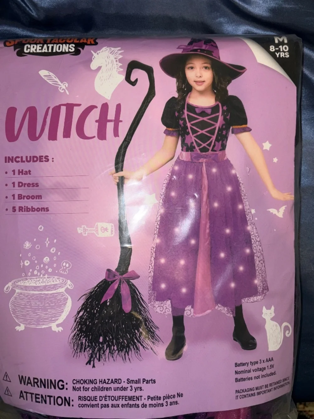 Spooktacular Creations Girls Light Up  Witch For Halloween Costume Medium (8-10)